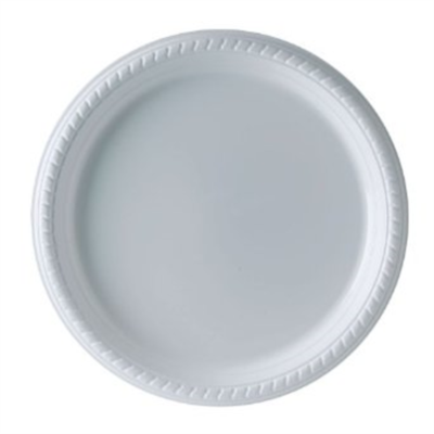 Deep-Well Plastic Plate, White 26cm Pack of 50