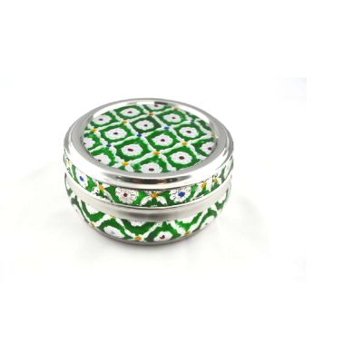 Indian Traditional Green Mina Matka Dabba Container No.6