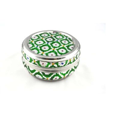 Indian Traditional Green Mina Matka Dabba Container No.7