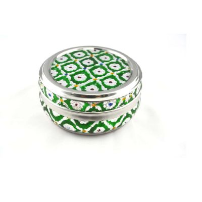 Indian Traditional Green Mina Matka Dabba Container No.9