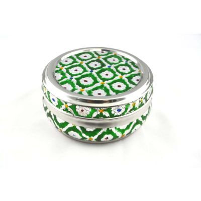Indian Traditional Green Mina Matka Dabba Container No.11