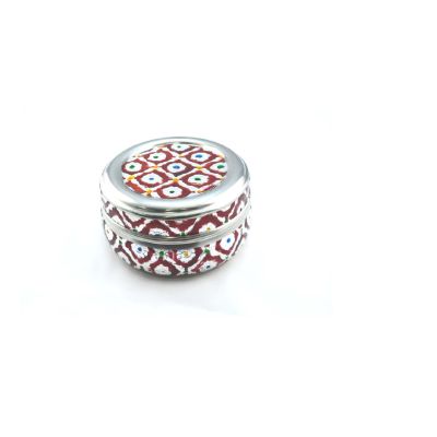 Indian Traditional Red Steel Mina Matka Dabba Container No.9