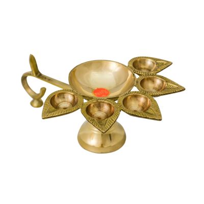 Traditional Brass Panch Aarti No.2 (Holds 5 Cotton Lamp)