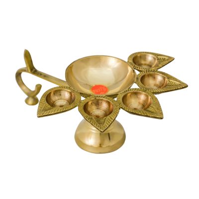 Traditional Brass Panch Arti No.5 (Holds 5 Cotton Lamp)