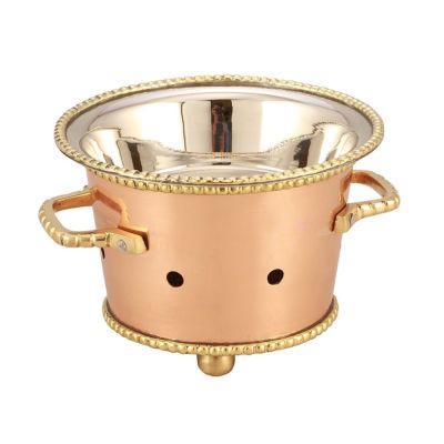 Copper \Beaded Sigri warmer with stainless steel bowl 14cm