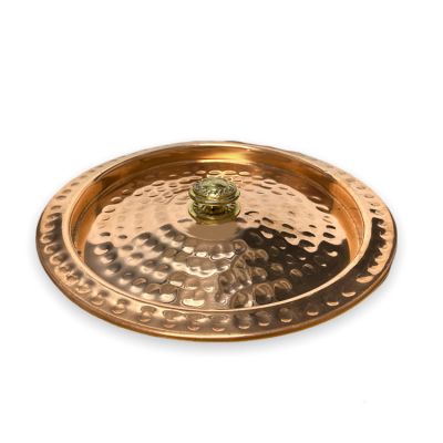 Copper Hammered Flat Lid  17cm - No 3