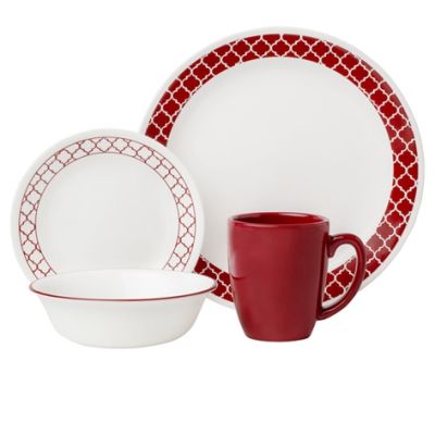 Corelle Crimson Trellis 16pc Dinner Set