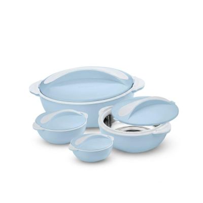 Pinnacle Parisa 4pc Round Ice Blue Heat Insulated Food Storage Hot Pot Casserole Set