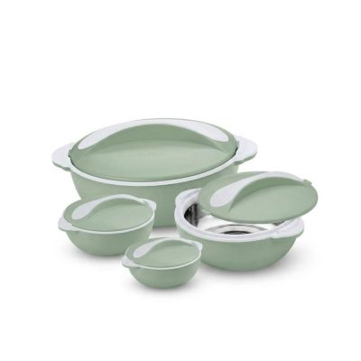 Pinnacle Parisa 4pc Round Sage Green Heat Insulated Food Storage Hot Pot Casserole Set