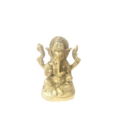 Brass Sitting Ganesh Antique Finish