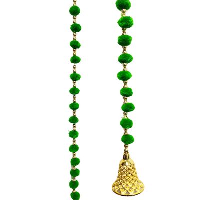 Single Green Pom Poms Ladi with A Gold Bell - 39"