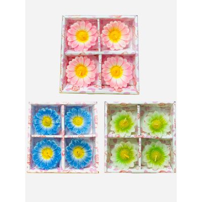 Coloured Daisy Flower Floating candle, 3 packs x 4 Candles in each pack - Mixed Packs