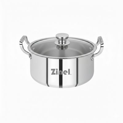 Zinel Stainless Steel Triply Casserole with Glass Lid, 20cm - 3L