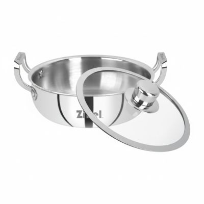 Zinel Stainless Steel Triply Biryani Pot with Glass Lid, 26cm