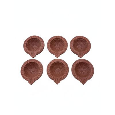 Plain Diya - Swastika -  Pack Of 6