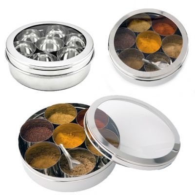 Stainless Steel Spice Box (Masala Dabba) with Clear Lid Size 10