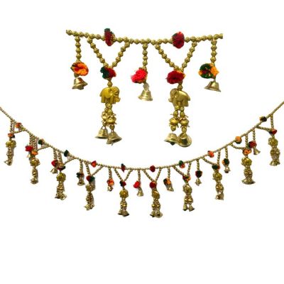 Toran Decoration - Gold Elephant With Multi-Coloured Bon Bons - Single