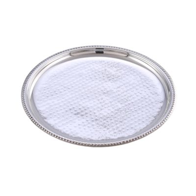 Round Stainless Steel Hammered Thali With Steel Plating - 28cm