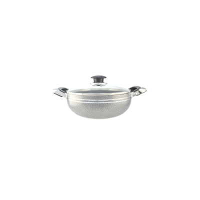 Grey Non-Stick Wok With Glass Lid – 22 cm