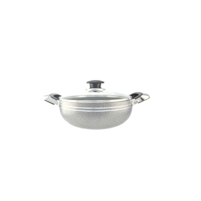 Grey Non-Stick Wok With Glass Lid – 24 cm
