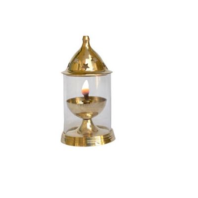 Traditional Brass Lamp and Glass Chimney Small