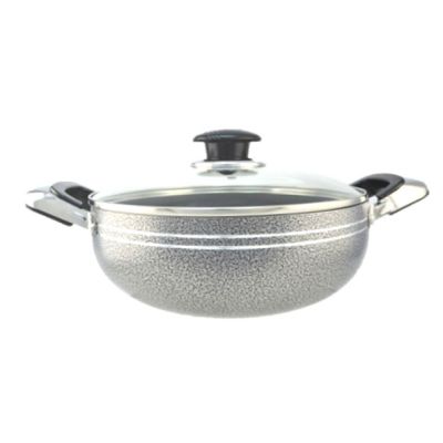 Grey Non-Stick Wok With Glass Lid – 28 cm