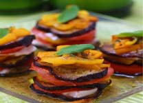 Roasted Aubergine Stack with a Basil Dressing