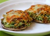Portobello Mushrooms Stuffed With Spinach and Rice