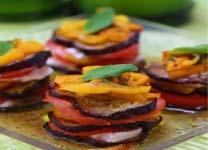 Roasted Aubergine Stack with a Basil Dressing