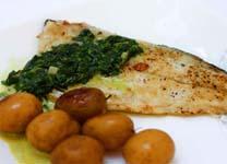 Sea Bass in Spinach and Tarragon Sauce